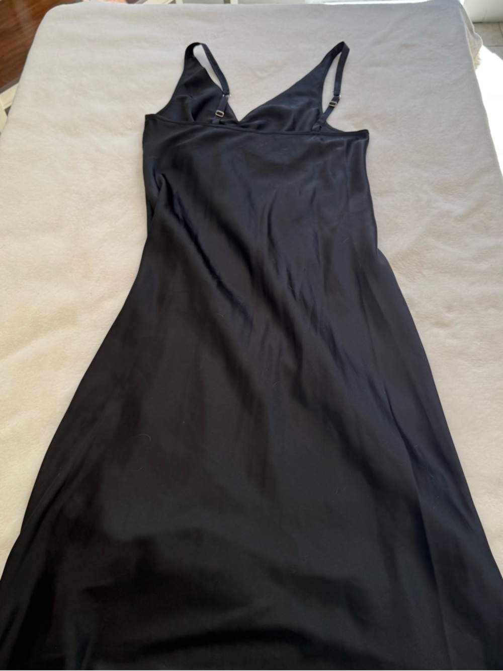90s Vintage Silky Elegant Black Slip Dress with Delicate Front Knot - Picture 5 of 6